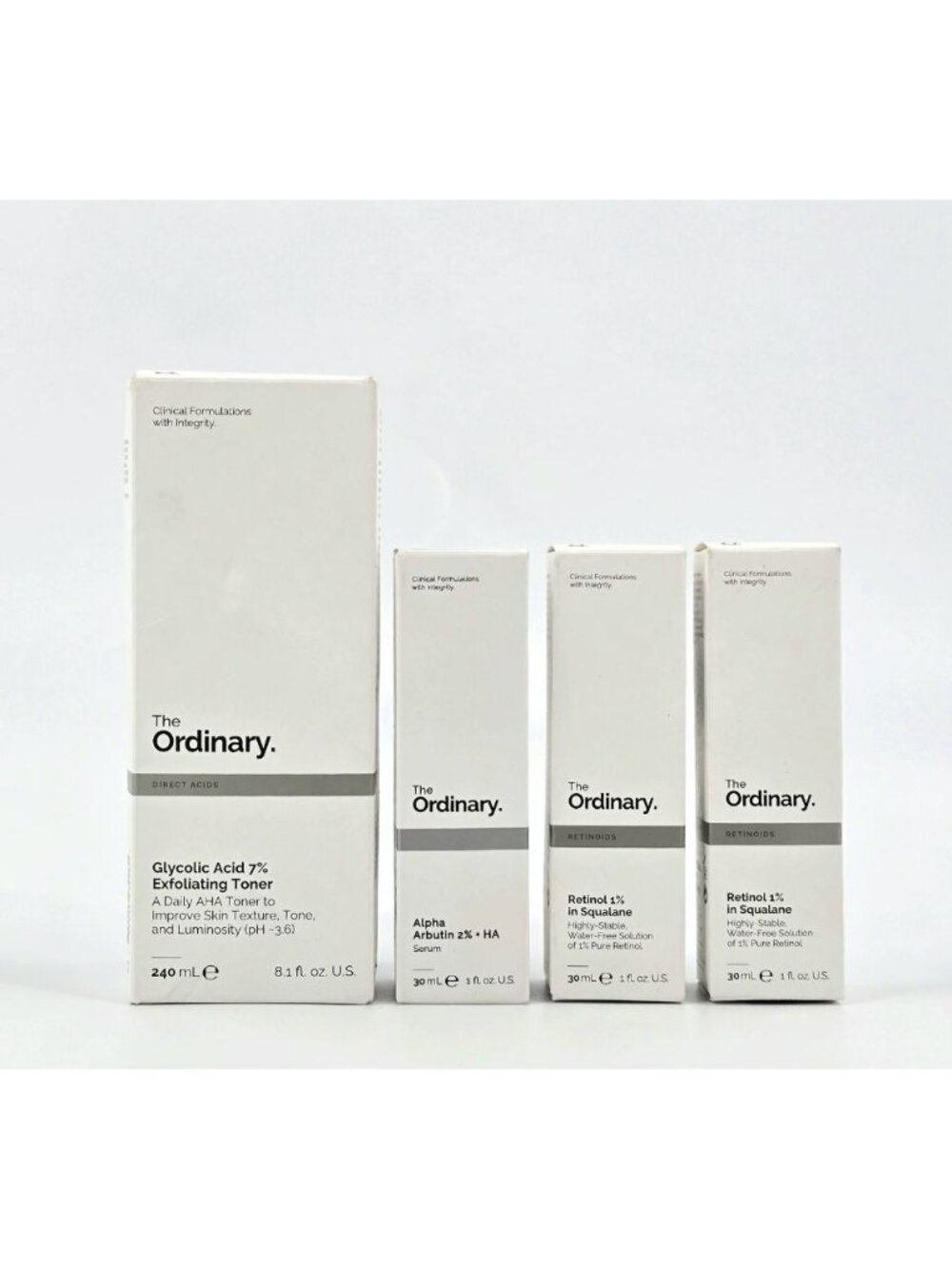 The Ordinary Skincare Bundle Lot Mixed Exfoliating Toner + Arbutin + 2 Retinol